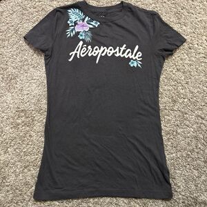 Aeropostale Youth Logo Short Sleeve Graphic Gray T-Shirt Size S Classic Crew